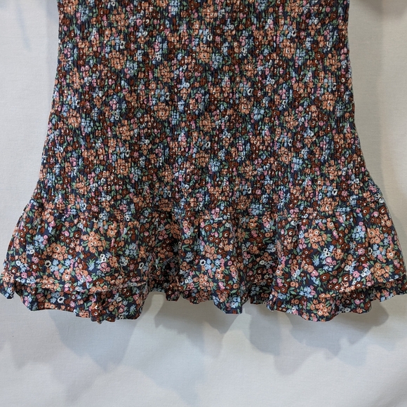 Mable 100% Cotton Floral Drop Waist Puff Sleeve Mini Dress Size Medium - Picture 7 of 12